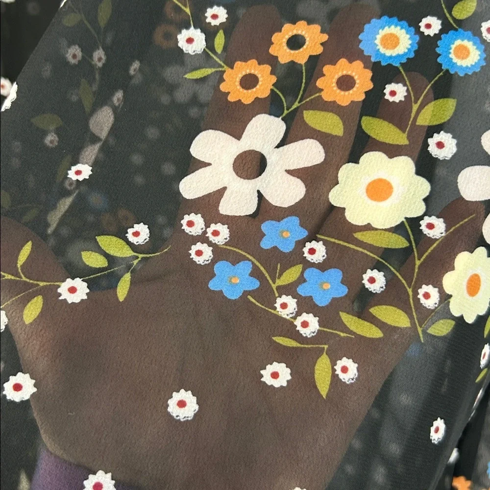 Molly Bracken Gabrielle Floral Sheer Sleeveless Cinched Back Blouse Size 16W - Picture 10 of 14